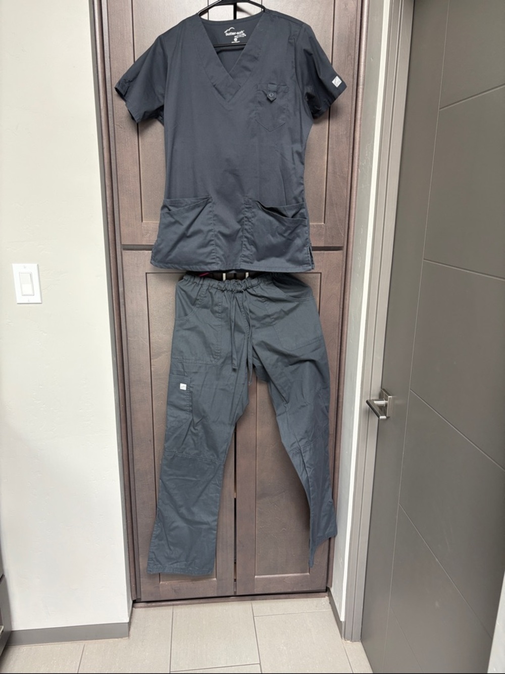 Grey Medical Scrub Set - Top & Pants